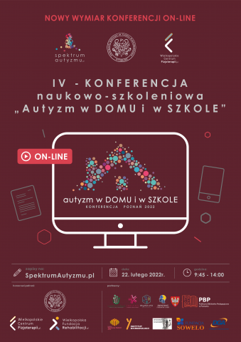 plakat promujący IV konferencję naukowo-szkoleniową "Autyzm w DOMU i w SZKOLE"