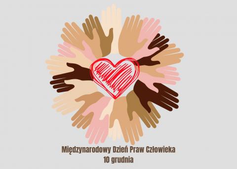 plakat promujący Międzynarodowy Dzień Praw Człowieka (10 grudnia)