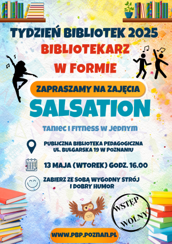 plakat informujący o zajęciach Bibliotekarz w formie - Salsation