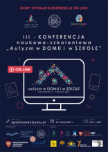 Plakat promujący konferencję "Autyzm w DOMU i w SZKOLE" 