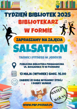 plakat informujący o zajęciach Bibliotekarz w formie - Salsation
